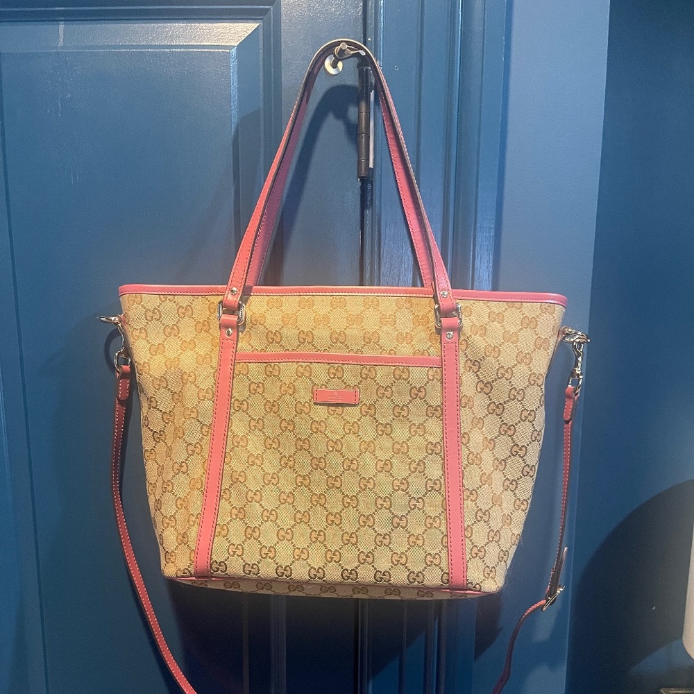 Authentic Gucci GG Canvas Medium Joy Tote